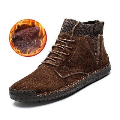 Faux Suede Leather Men Boots Warm Winter Breathable Winter Shoes
