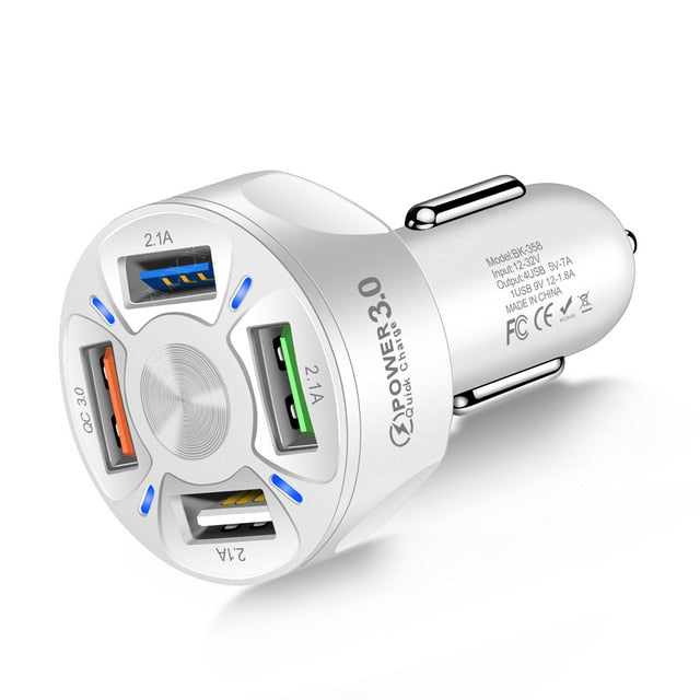 3 Ports USB Car Charger Quick Charge 3.0 Fast Car Charger