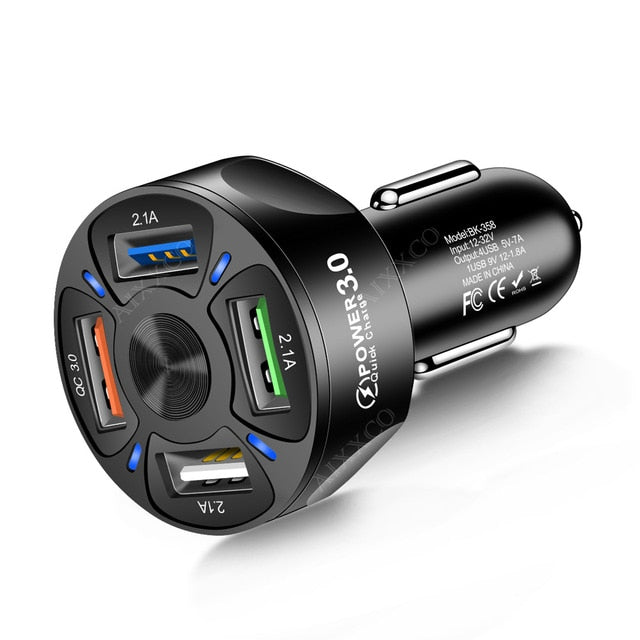 3 Ports USB Car Charger Quick Charge 3.0 Fast Car Charger