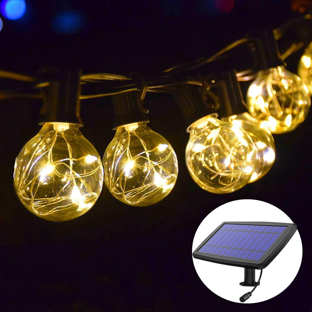 Solar Light Bulbs Garland Solar Lamp Copper Wire String Lights