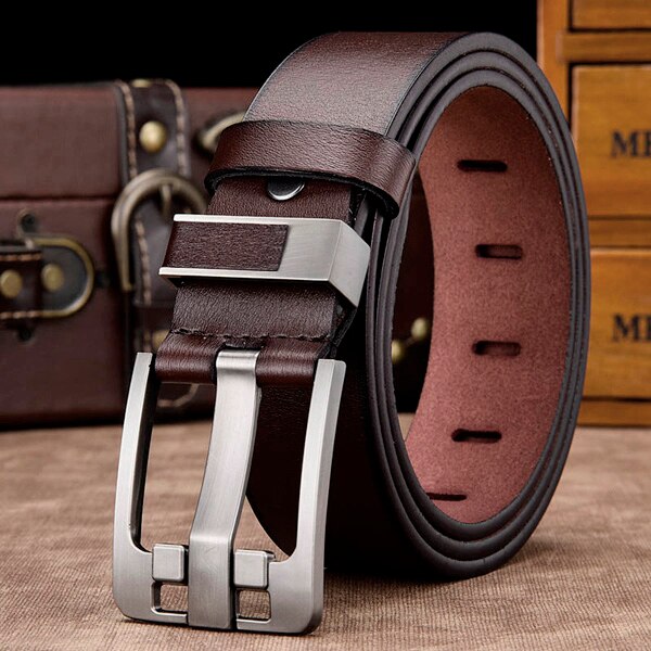 Men genuine leather strap luxury pin buckle belts casual men belt