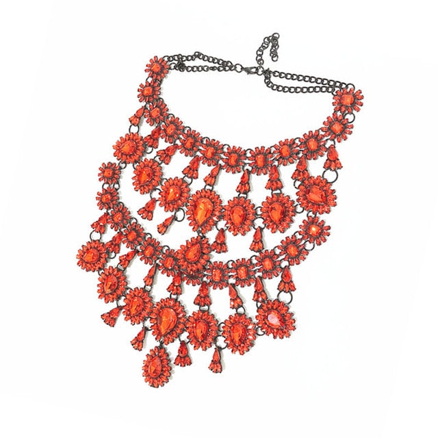 Multilayer Rhinestone Heavy Crystal Choker Statement Necklace