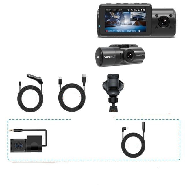 4K Car Video Recorder 3 in 1 GPS DVR Dashcam Rear View Camera