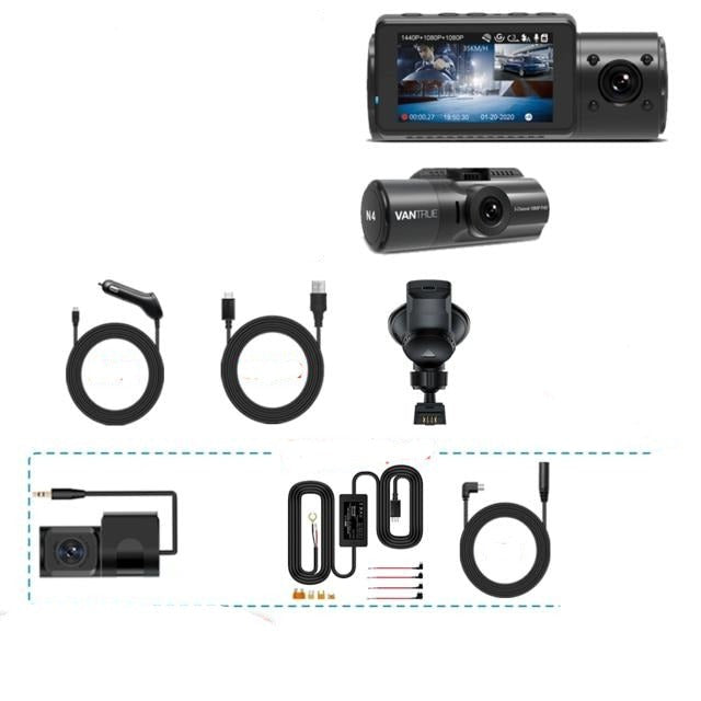 4K Car Video Recorder 3 in 1 GPS DVR Dashcam Rear View Camera