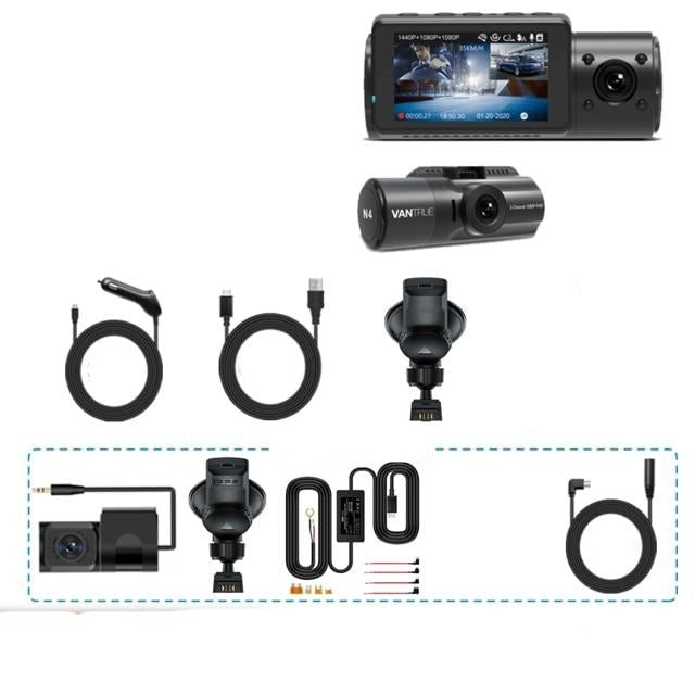 4K Car Video Recorder 3 in 1 GPS DVR Dashcam Rear View Camera