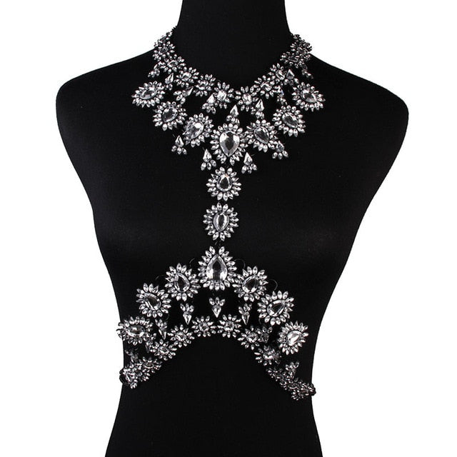 Women Belly Waist Body Jewelry Crystal Rhinestone Necklace