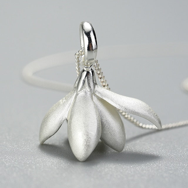Elegant Magnolia Flower Pendant Handmade Fine Jewelry for Women