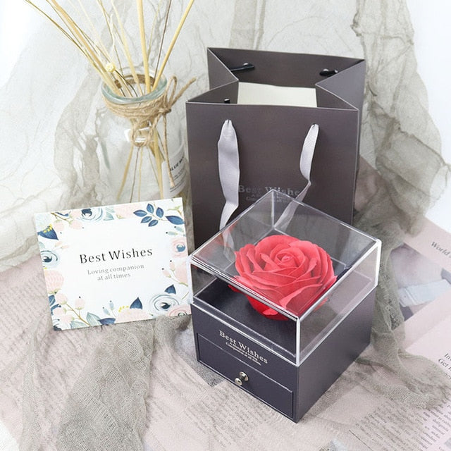 Jewelry Box Rose Artificial Flower Birthday Girlfriend Valentines Gift