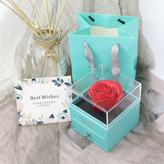 Jewelry Box Rose Artificial Flower Birthday Girlfriend Valentines Gift