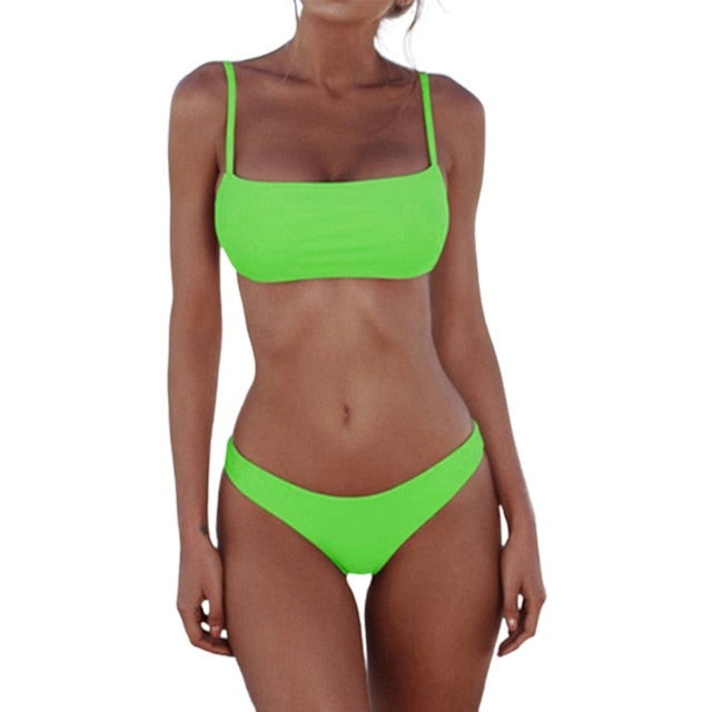 Push Up Unpadded Brazilian Bikini Set Women Vintage Swimwear Swimsuit