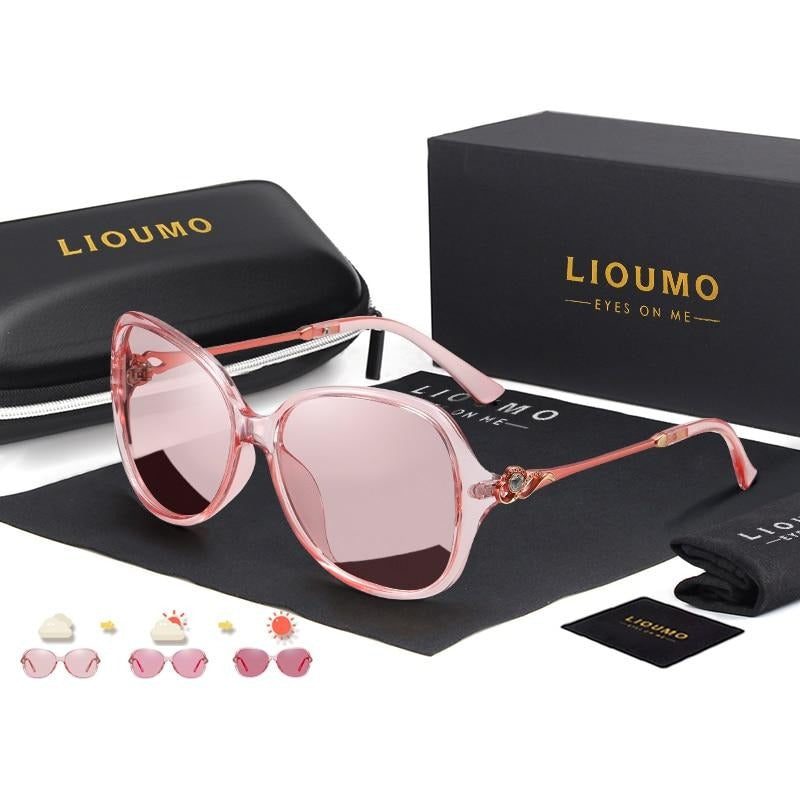 Women Chameleon Oversized Polarized Female Photochromic Sunglasses