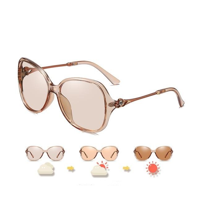 Women Chameleon Oversized  Polarized Female Photochromic Sunglasses