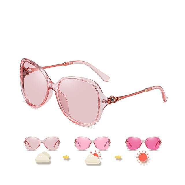 Women Chameleon Oversized  Polarized Female Photochromic Sunglasses