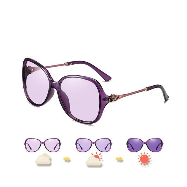 Women Chameleon Oversized Polarized Female Photochromic Sunglasses