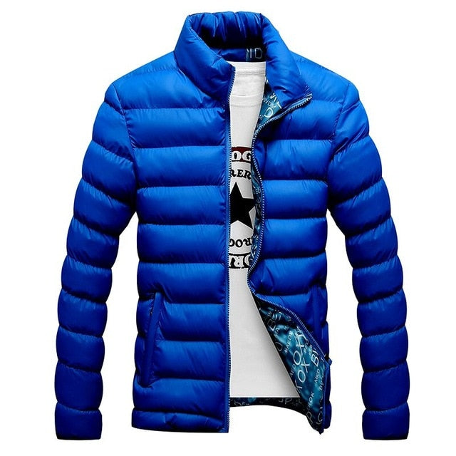 Fashion Stand Collar Solid Thick Men Winter Male Parka Jacket