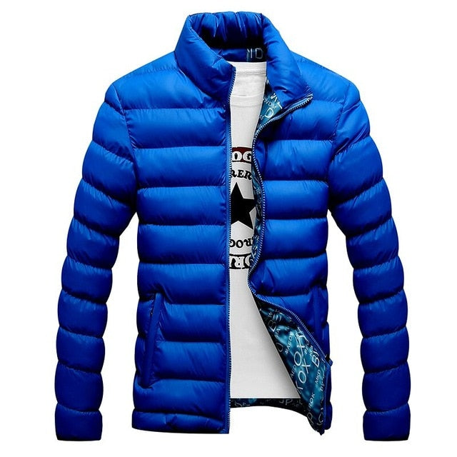 Fashion Stand Collar Solid Thick  Men Winter Male Parka Jacket