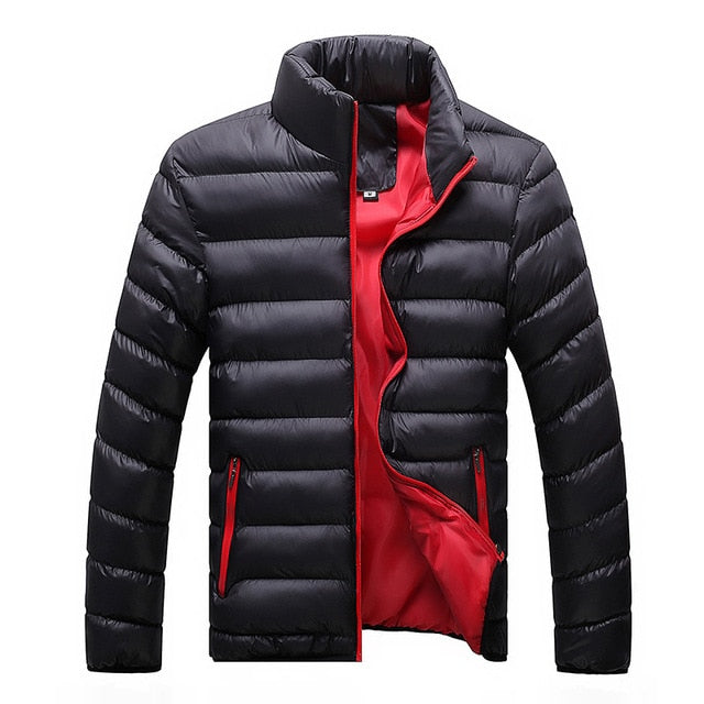Fashion Stand Collar Solid Thick Men Winter Male Parka Jacket