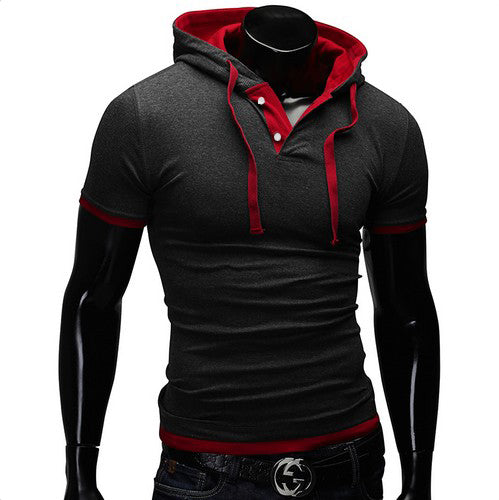 Slim Fitness Hooded Short-Sleeved Slim T shirt for men