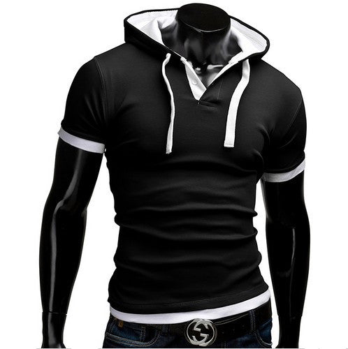 Slim Fitness Hooded Short-Sleeved Slim T shirt for men