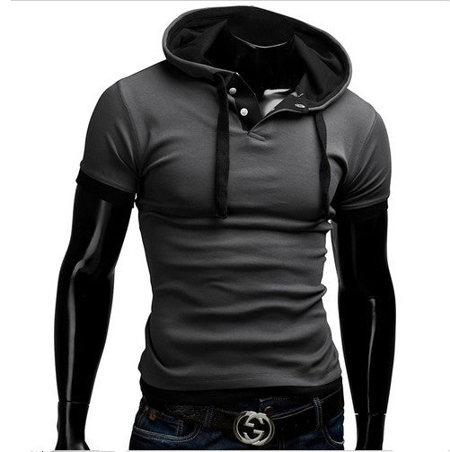 Slim Fitness Hooded Short-Sleeved Slim T shirt for men