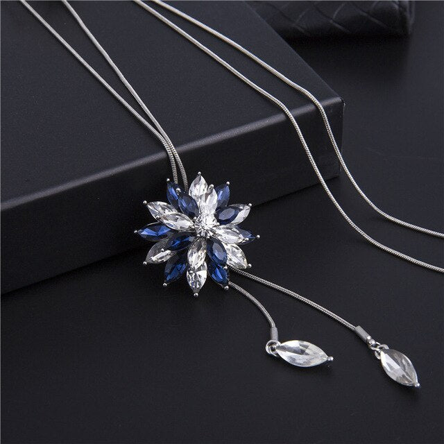 Zircon Snowflake Long women Necklace Sweater Chain