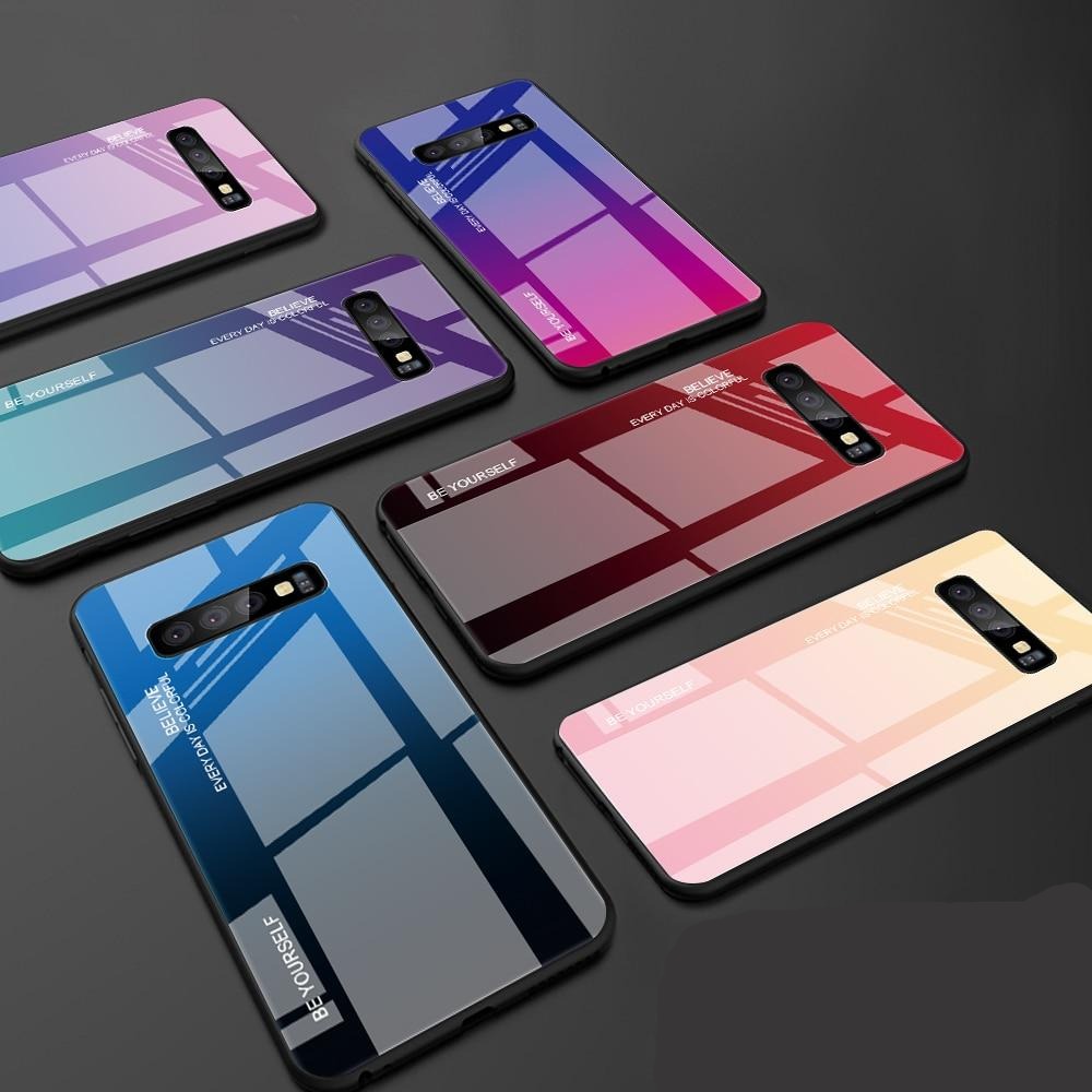Tempered Glass back Cover Color Case for Samsung phones 20+ models