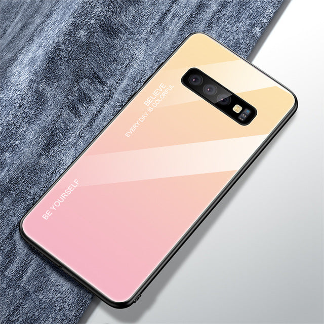 Tempered Glass back Cover Color Case for Samsung phones 20+ models
