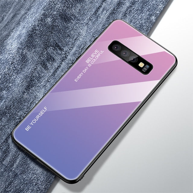 Tempered Glass back Cover Color Case for Samsung phones 20+ models