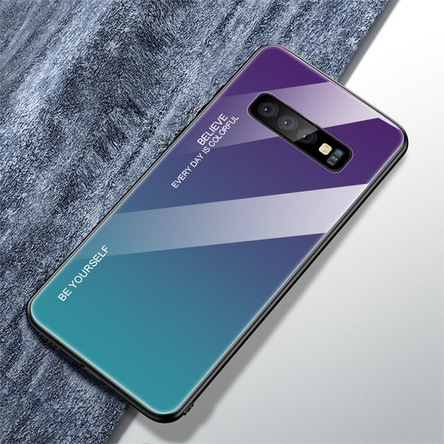 Tempered Glass back Cover Color Case for Samsung phones 20+ models