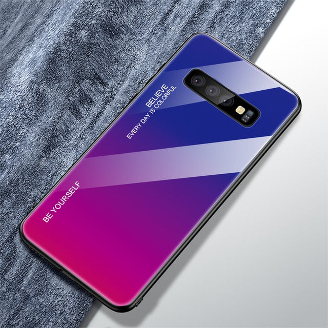 Tempered Glass back Cover Color Case for Samsung phones 20+ models