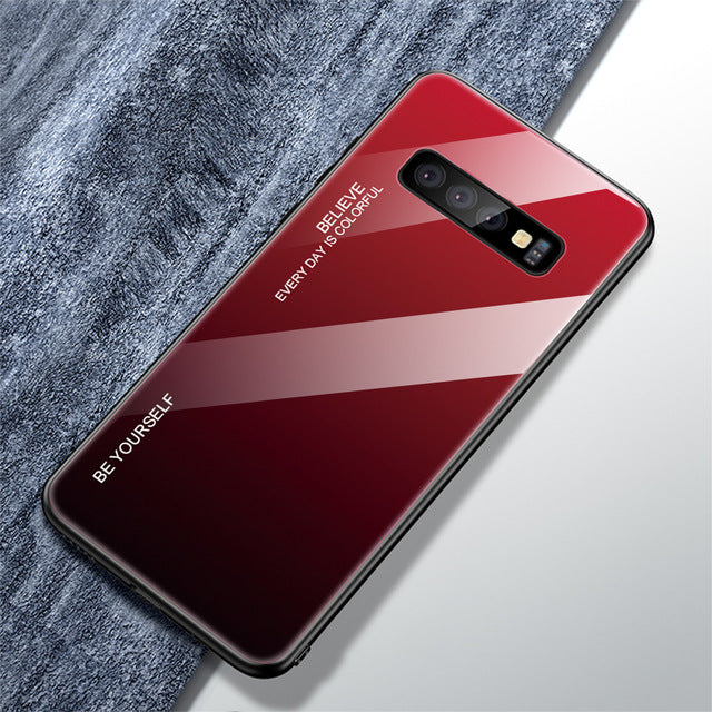 Tempered Glass back Cover Color Case for Samsung phones 20+ models