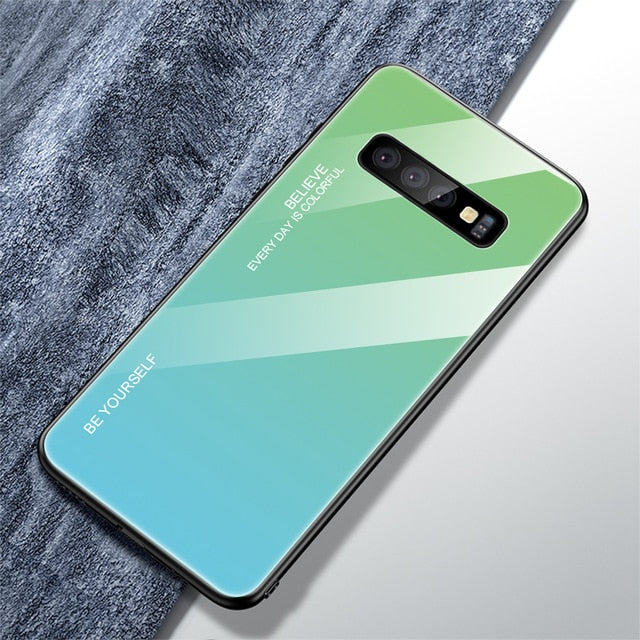 Tempered Glass back Cover Color Case for Samsung phones 20+ models