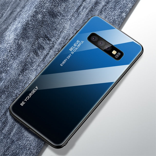 Tempered Glass back Cover Color Case for Samsung phones 20+ models