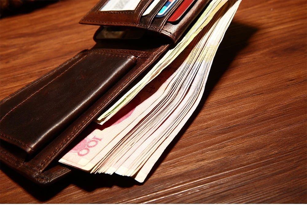Cow Leather Men Wallets with Coin Pocket Vintage Male Purse
