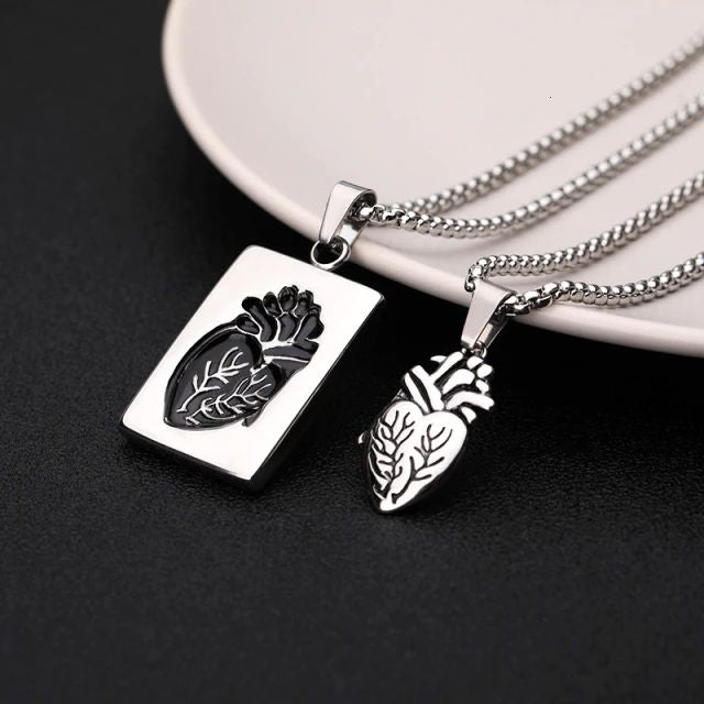 Fashion Puzzle Couple Anatomical Heart women Necklace