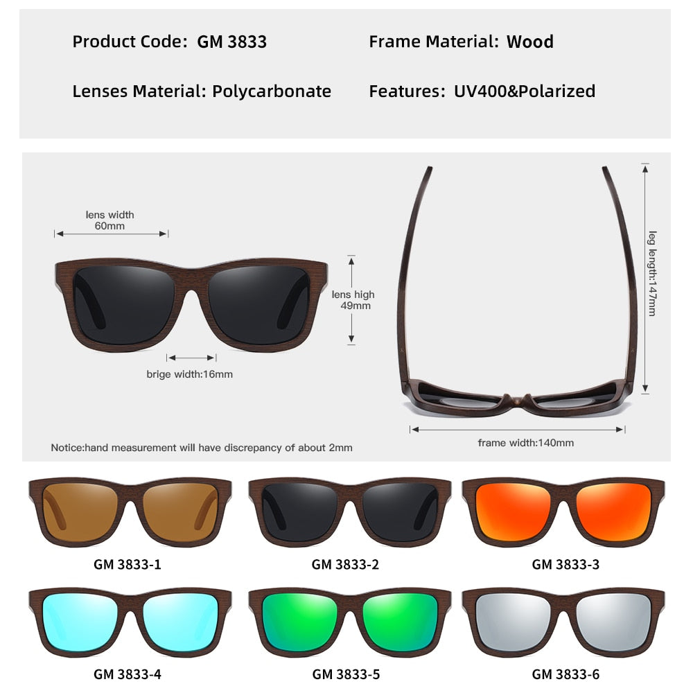 Natural Bamboo Wooden Sunglasses Handmade Polarized Glasses