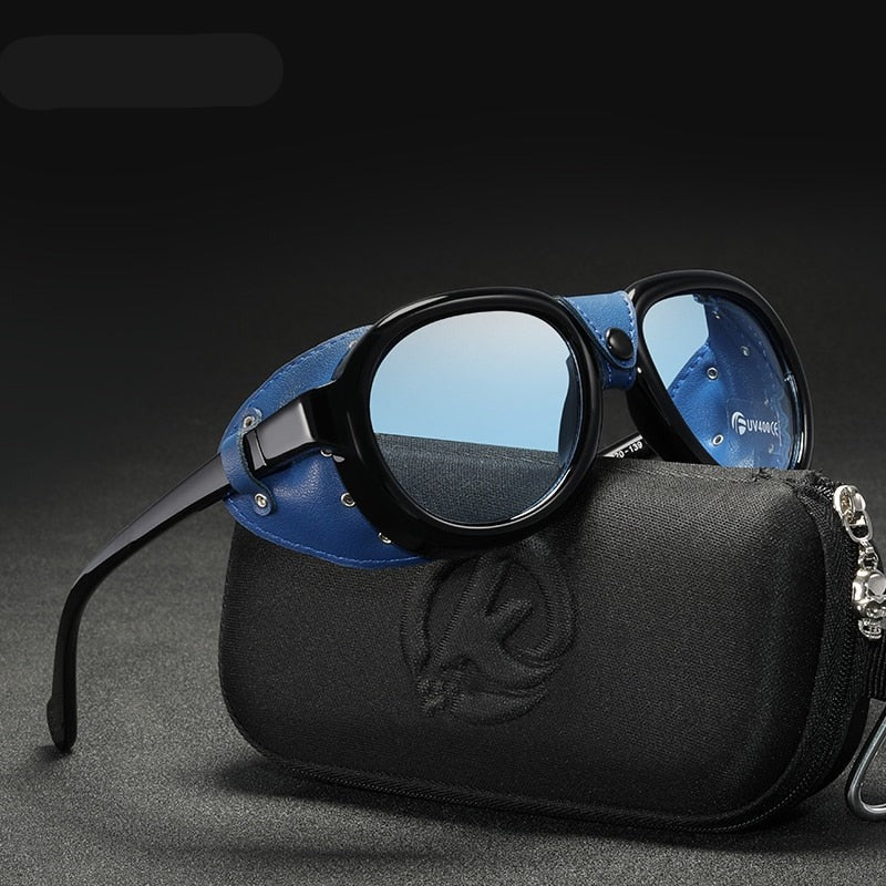 Steampunk Men and Women Soft Leather  Pilot Sunglasses