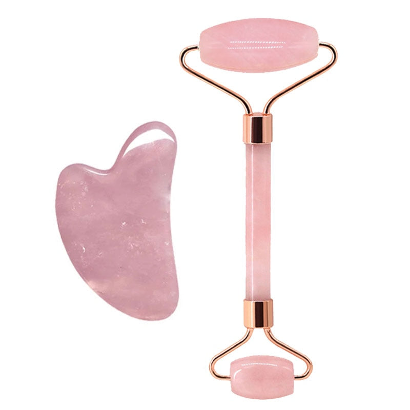 Rose Quartz Gouache Scraper Face Massage Roller Gua Sha Scraper