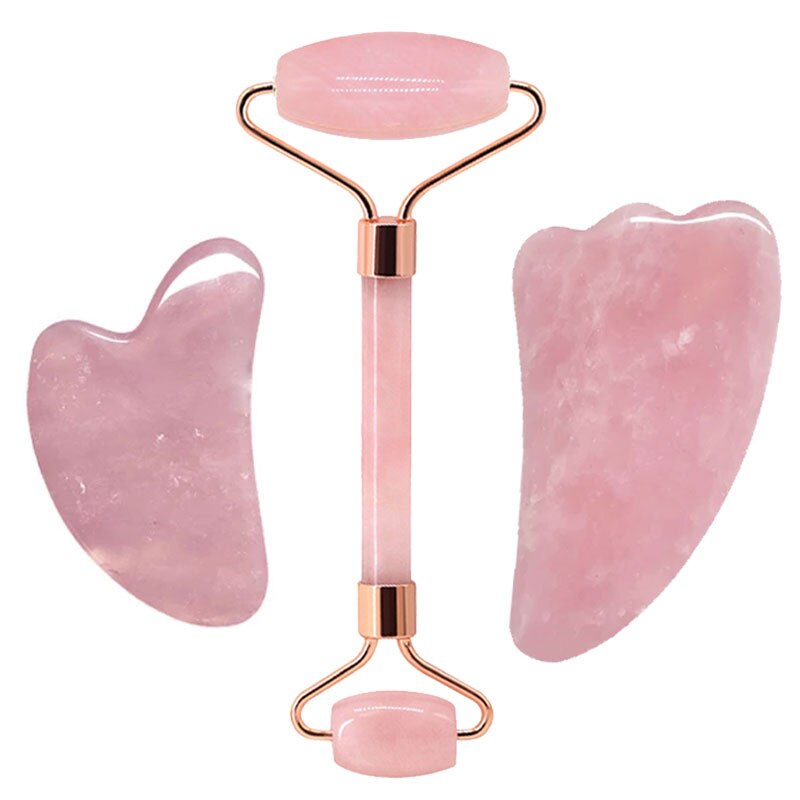 Rose Quartz Gouache Scraper Face Massage Roller Gua Sha Scraper