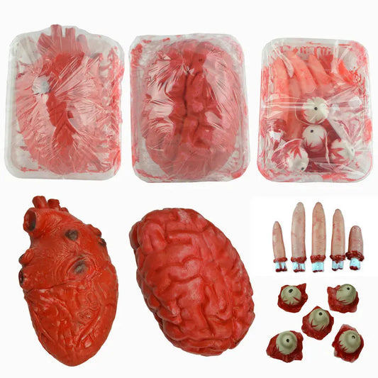 Horror Halloween Decoration Props Artificial Heart Tricky Brain Severed Finger Eyeball