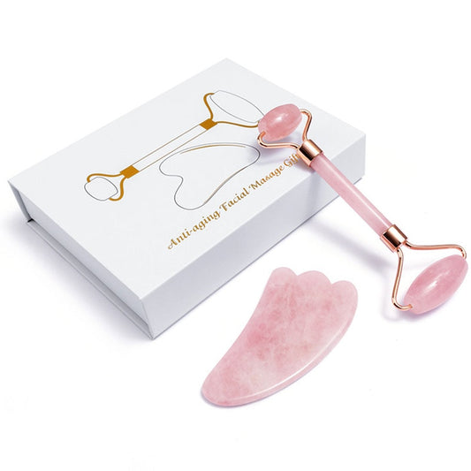 Rose Quartz Gouache Scraper Face Massage Roller Gua Sha Scraper