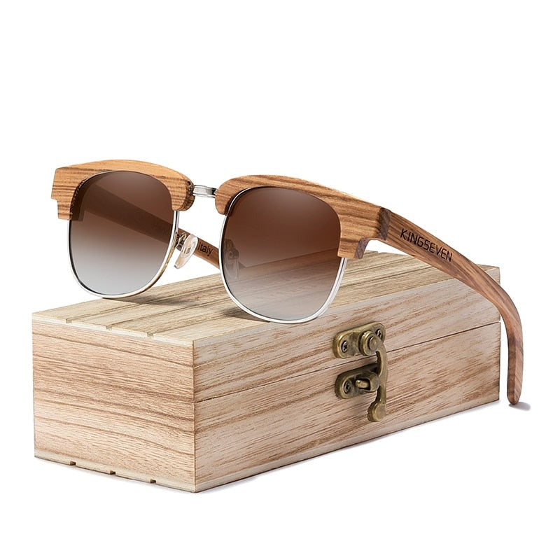 New Retro Wooden Natural  Polarized Men Spring Hinge Sunglasses