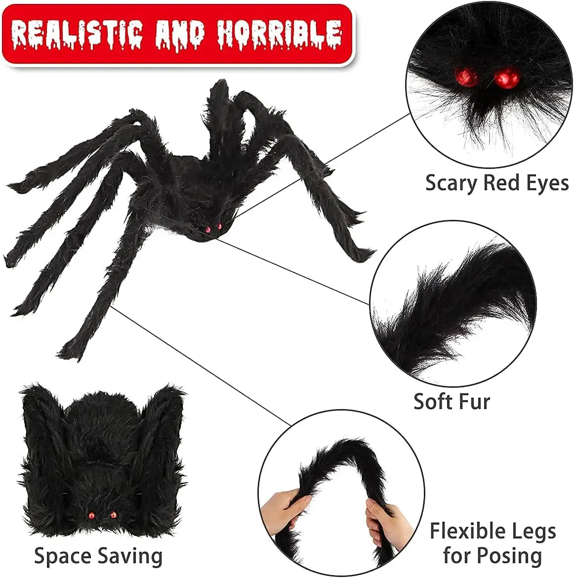 200cm Halloween Spiders Outdoor Decoration Halloween Plush Spiders Giant Spider
