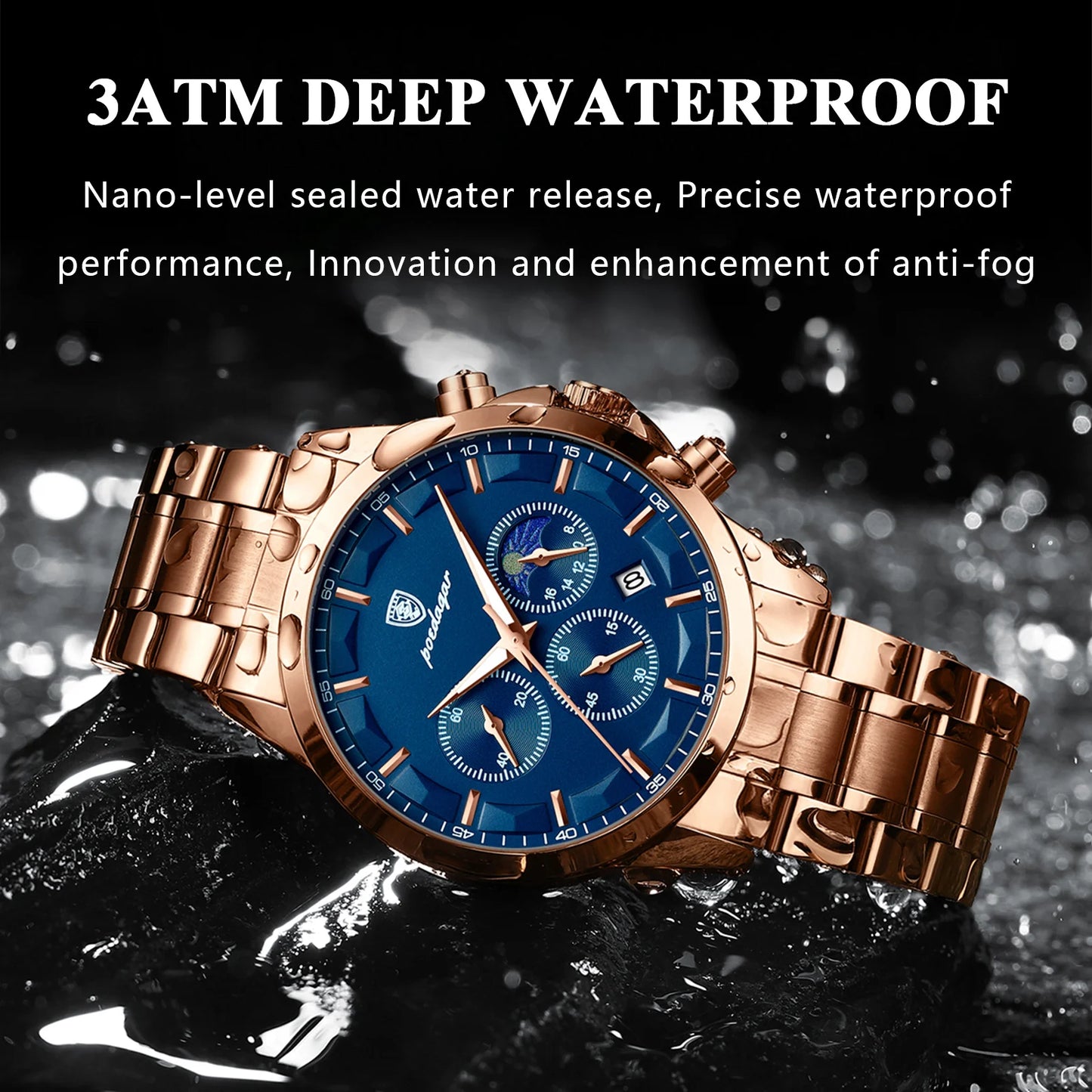 POEDAGAR Luxury  Wristwatch  Waterproof Luminous Chronograph Men Watch