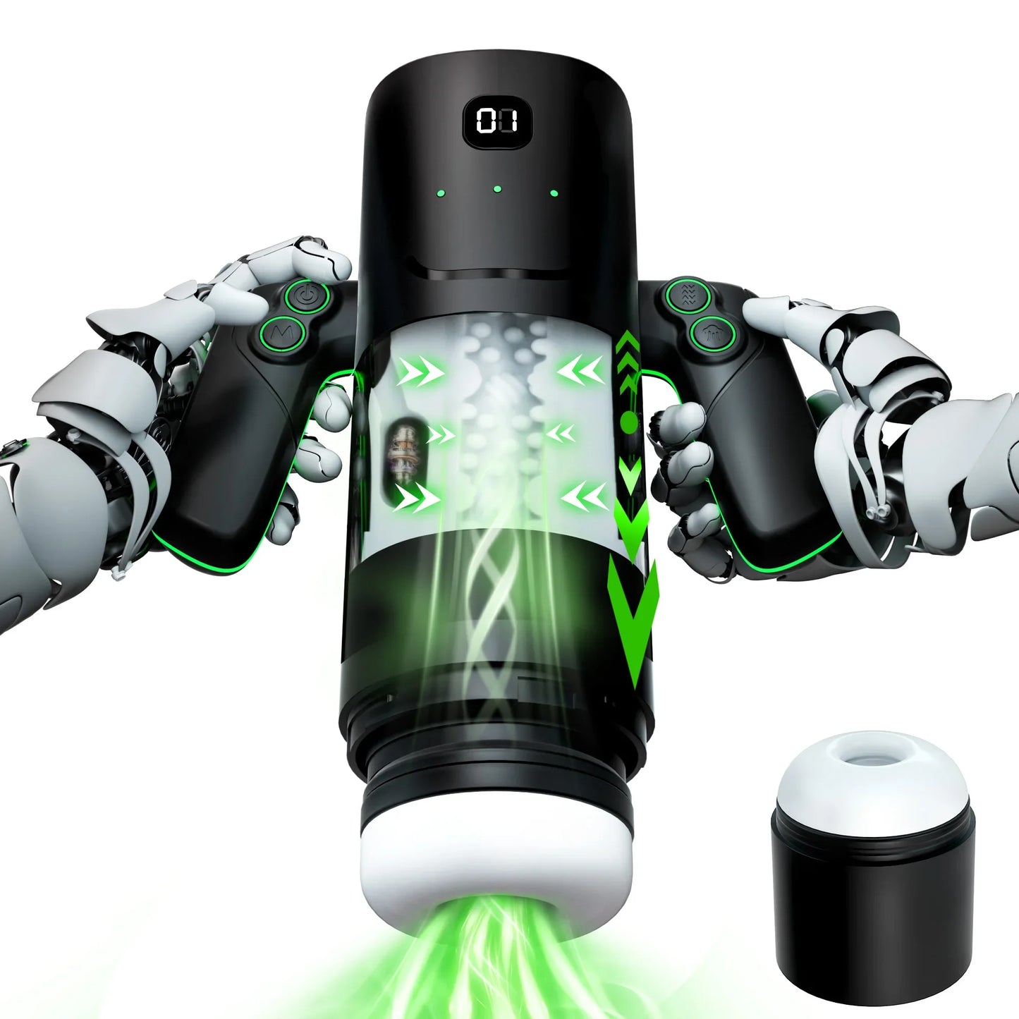 KUSHOR Automatic Thrusting Sucking Male Masturbator with Handle Double Layer