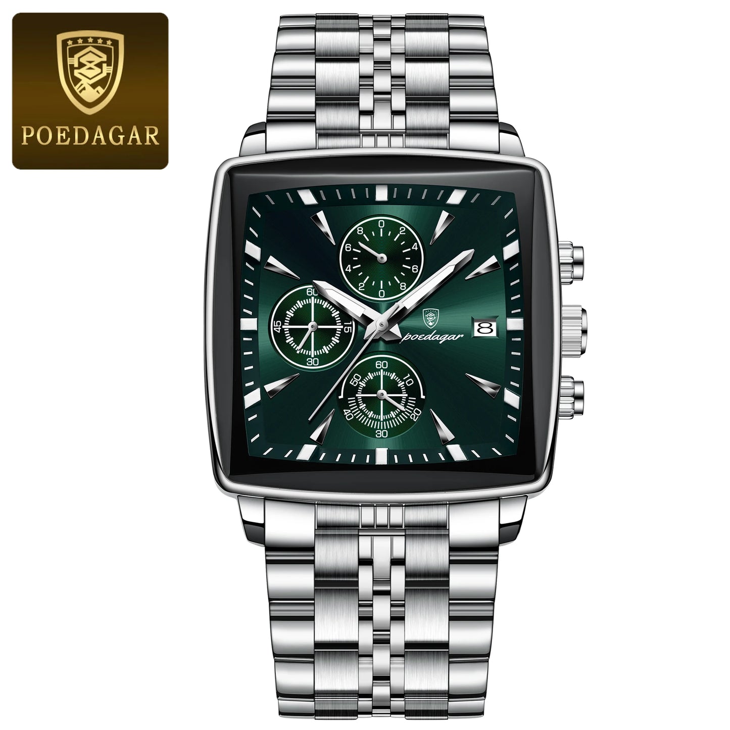 POEDAGAR Luxury Square Sport Man Wristwatch Waterproof Men's Watch
