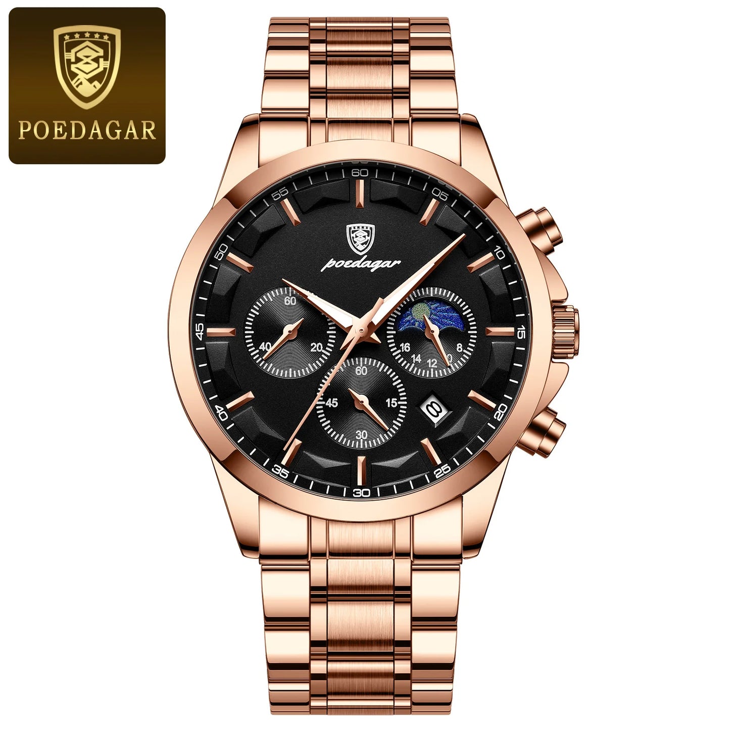POEDAGAR Luxury  Wristwatch  Waterproof Luminous Chronograph Men Watch