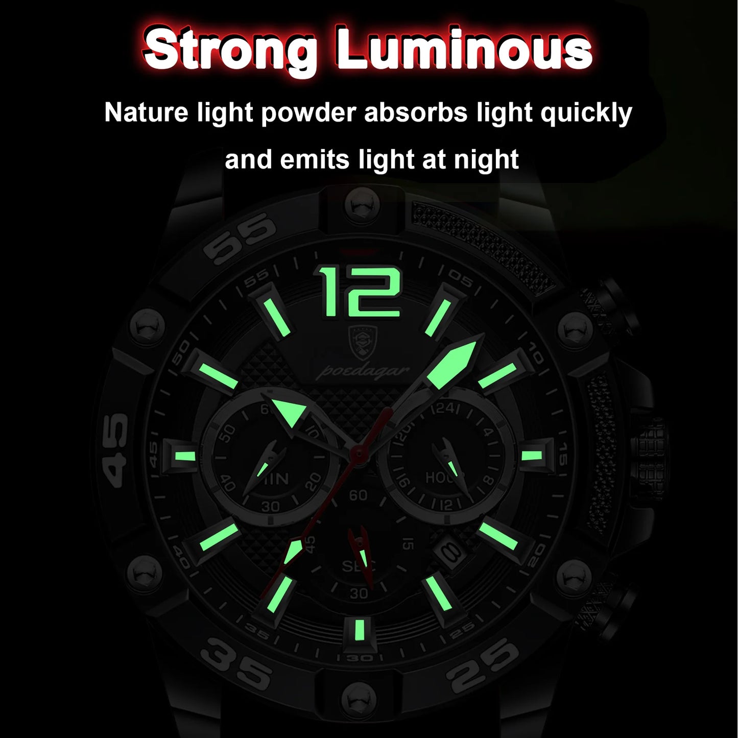 POEDAGAR Luxury Casual Men Watch Waterproof Luminous  Man Wristwatch