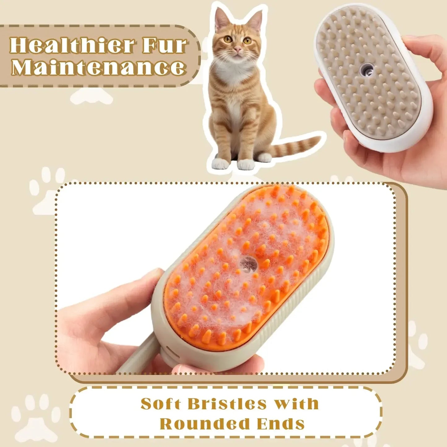 Cat Dog Pet  Massage Steam Spray Folding Rotatable Floating  Hair Removal Brush Comb