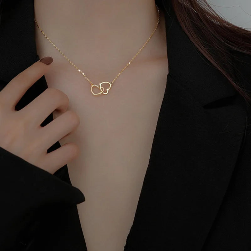 Steel Chain Heart Necklaces for Women Girls Minimalist